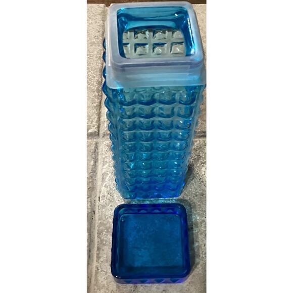 IKEA? Hobnail Blue Glass Canister storage jar ~ 10" - Picture 7 of 7